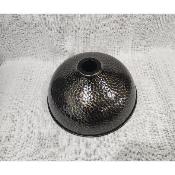 12″ Hammered Bronze Gold Pendant Light – Wood Accent, 52″ Drop - Picture 6 of 11